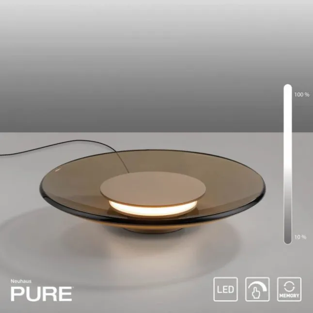 Paul Neuhaus LED Tischleuchte Pure Moon bronce, dark smokey Touchdimmer
