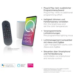 Paul Neuhaus LED Wand-Deckenleuchte Q-AKUSTIK Holz-natur Smarthome