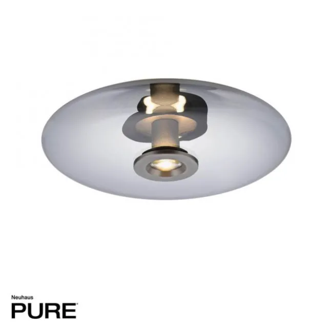 Paul Neuhaus LED Wand- und Deckenleuchte PURE Vitrum platin (grau) Rauchglas