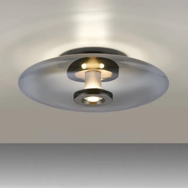 Paul Neuhaus LED Wand- und Deckenleuchte PURE Vitrum platin (grau) Rauchglas