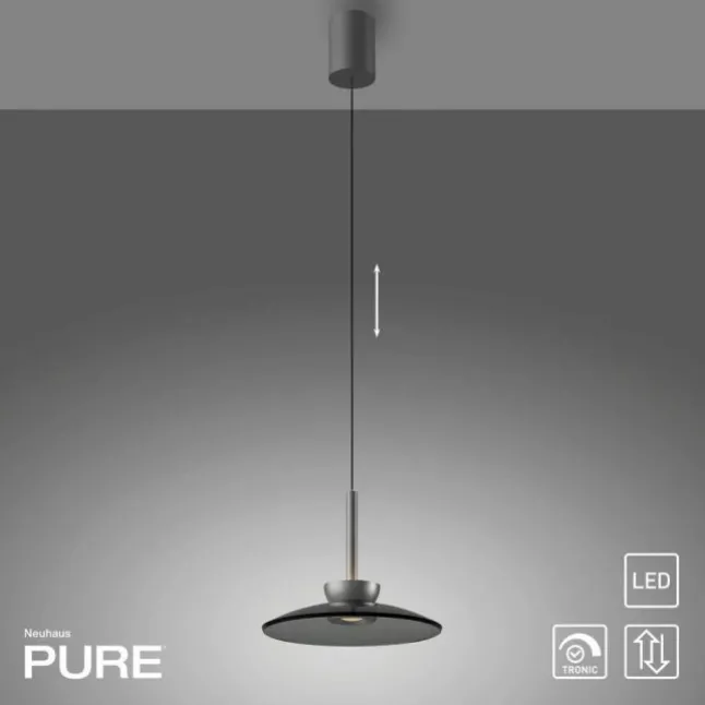 Paul Neuhaus Pendelleuchte PURE Moon platin (grau) höhenverstellbar dimmbar