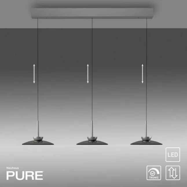 Paul Neuhaus Pendelleuchte PURE Moon platin (grau) höhenverstellbar 3-flammig
