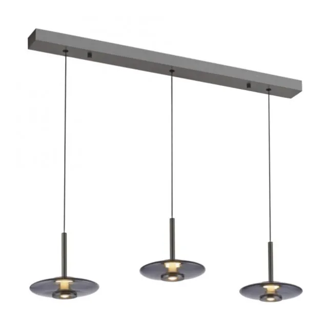 Paul Neuhaus Pendelleuchte PURE Vitrum 3 flammig platin (grau) Comfort Lift