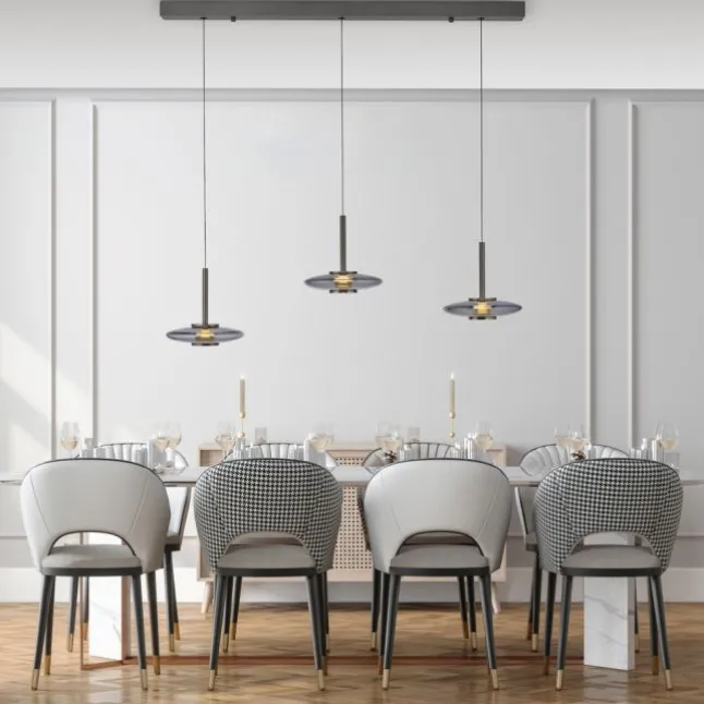 Paul Neuhaus Pendelleuchte PURE Vitrum 3 flammig platin (grau) Comfort Lift