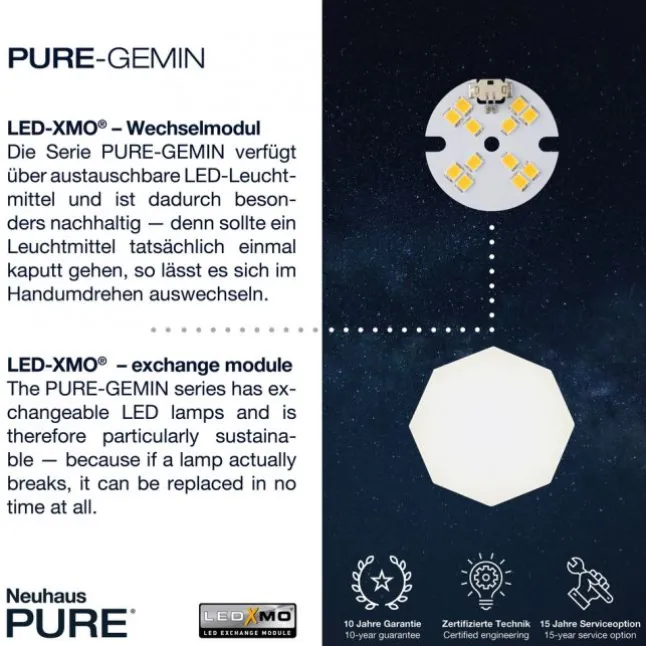Paul Neuhaus PURE Gemin LED Pendelleuchte aluminium gebürstet 10 flammig