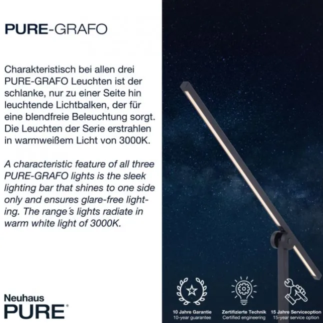 Paul Neuhaus PURE Grafo LED Wandleuchte schwarz schmal schwenkbar 110cm