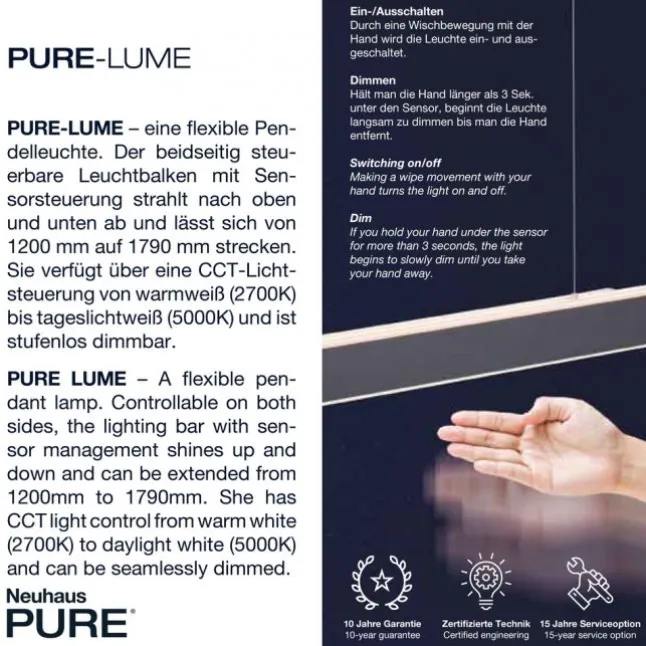 Paul Neuhaus PURE Lume LED Pendelleuchte graphite CCT Sensordimmer