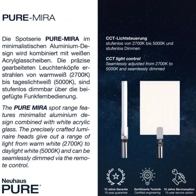 Paul Neuhaus PURE Mira LED Deckenleuchte black-pearl 2 flammig dimmbar CCT Memory