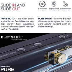 Paul Neuhaus PURE Moto e-SLIDE® platin (grau) elektrisch ausfahrbar Pendelleuchte