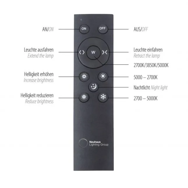 Paul Neuhaus PURE Moto e-SLIDE® platin (grau) elektrisch ausfahrbar Pendelleuchte