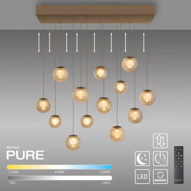 Paul Neuhaus PURE Popup,LED Pendelleuchte bronce, 13 flammig