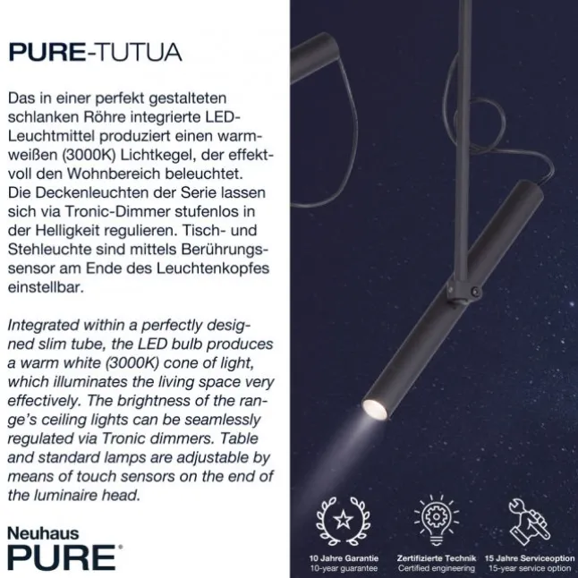 Paul Neuhaus PURE Tutua LED Deckenleuchte 2 flammig schwarz drehbar