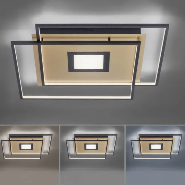 Paul Neuhaus, Q-AMIRA, LED-Deckenleuchte, schwarz-messing, Smart Home