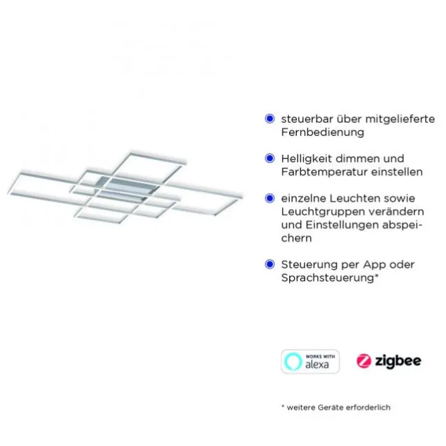 Paul Neuhaus, Q-INIGO, 100x75cm, LED-Deckenleuchte, dimmbar, Smart Home