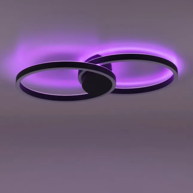 Paul Neuhaus Q MARKO LED Deckenleuchte Smart Home rund schwarz dimmbar RGB