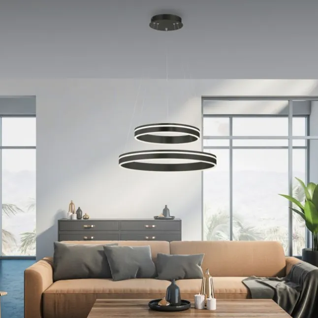 Paul Neuhaus Q VITO LED Pendellampe Smart Home anthrazit rund doppel Ring