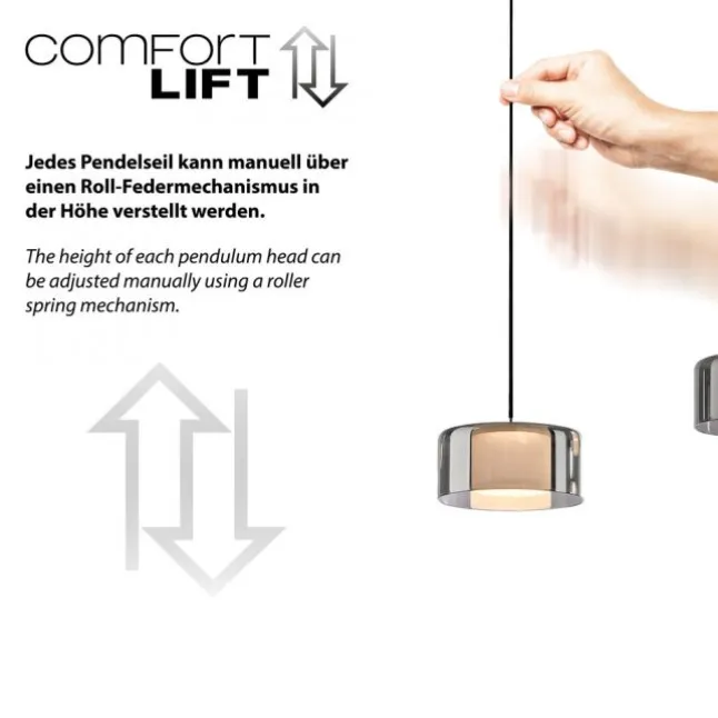 Pendelleuchte LED RIKA 3 flammig schwarz Comfort Lift Simply Dim