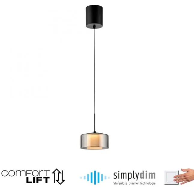 Pendelleuchte LED RIKA 1 flammig schwarz Comfort Lift Simply Dim