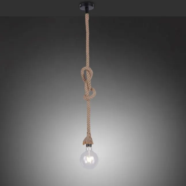 Pendelleuchte, schwarz, Seil-Leuchte, Vintage-Stil, maritim angehaucht