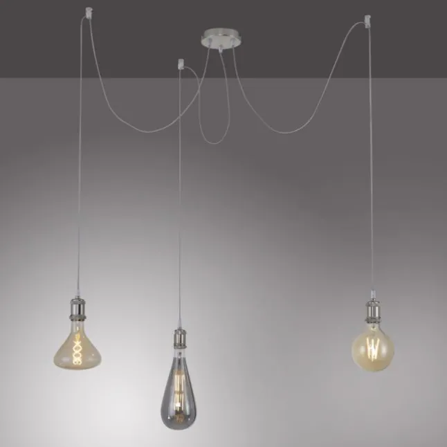 Pendelleuchte, stahl, 3-flammig, Retro-Stil, E27 Fassung, modern, vintage