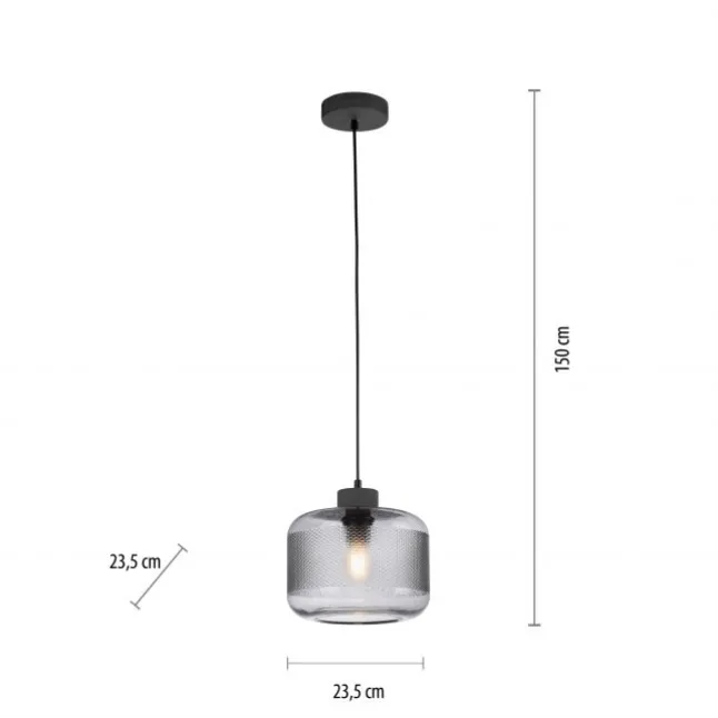 Pendelleuchte stahl, rauchfarbiges Glas