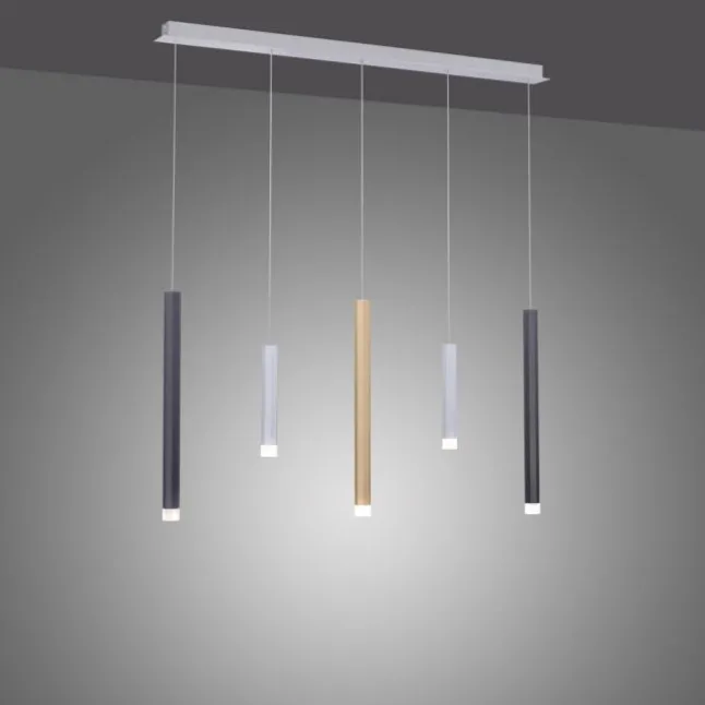PURE Gemin LED-Pendelleuchte, Aluminium, gebürstet, höhenverstellbar