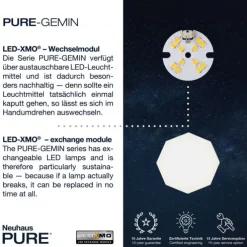 PURE Gemin LED-Wandleuchte, puristisches Design, warmweißes Licht