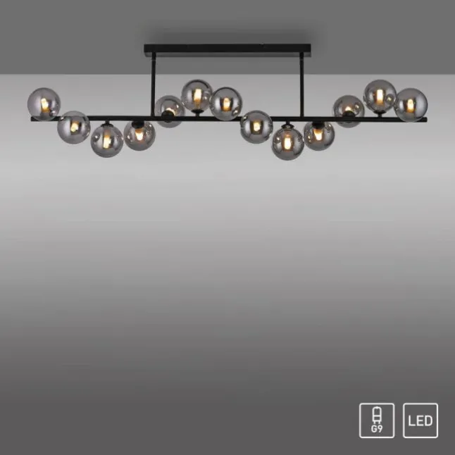 Schöner Wohnen-Kollektion Deckenleuchte DUBAI, schwarz, Rauchglas, Innenleuchte