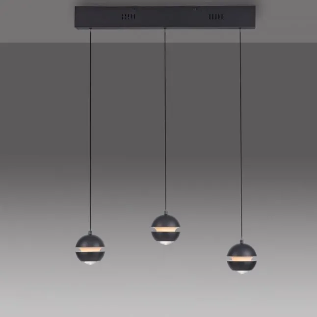 Schöner Wohnen-Kollektion LED Pendellechte, schwarz, 3-flammig, Lift