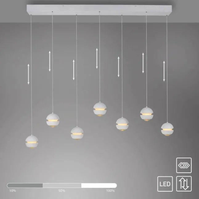 Schöner Wohnen-Kollektion LED Pendelleuchte weiss, 7-flammig, dimmbar