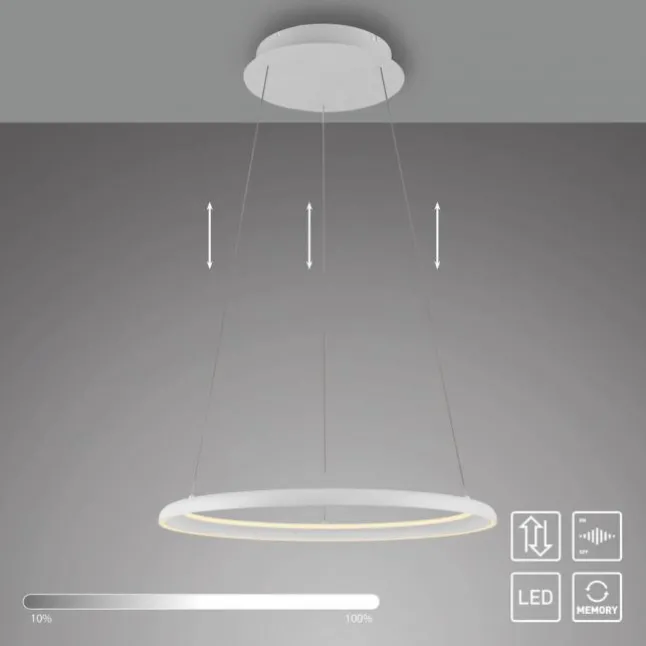 Schöner Wohnen-Kollektion LED Pendelleuchte QUILLO, weiss, rund, dimmbar, Lift