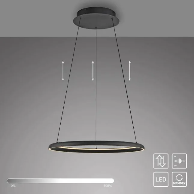Schöner Wohnen-Kollektion LED Pendelleuchte QUILLO, schwarz, dimmbar, Comfort Lift