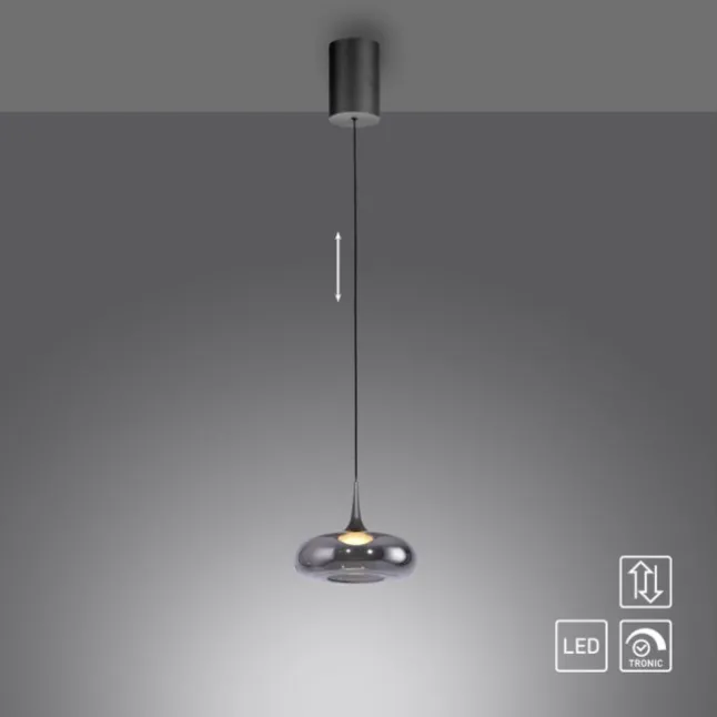 Schöner Wohnen-Kollektion LED Pendelleuchte POSH, grau, 1-flammig, dimmbar