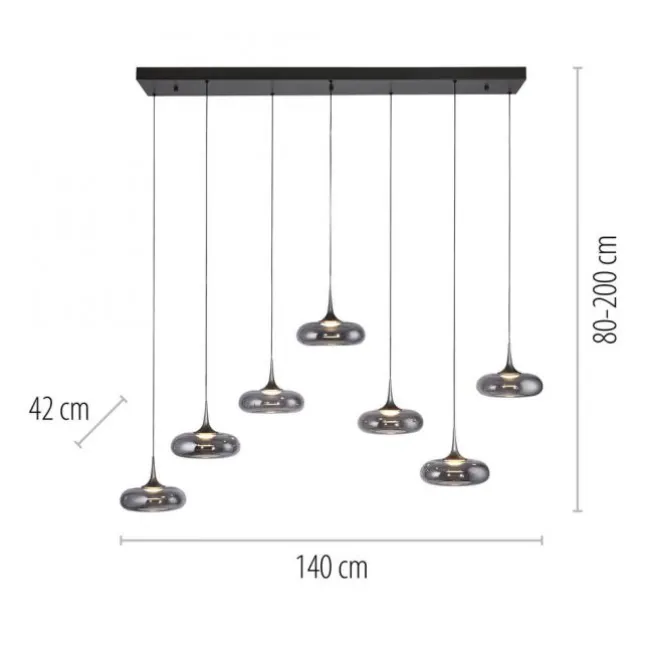 Schöner Wohnen-Kollektion LED Pendelleuchte POSH, grau, 7-flammig, dimmbar