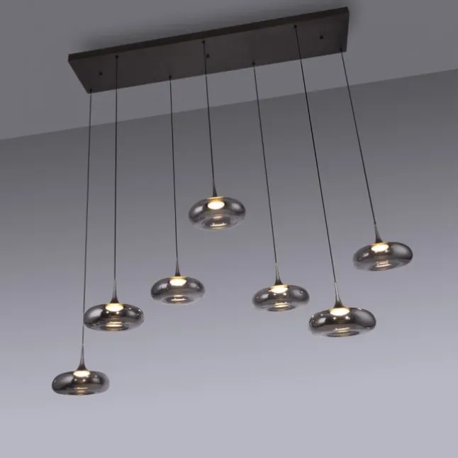 Schöner Wohnen-Kollektion LED Pendelleuchte POSH, grau, 7-flammig, dimmbar