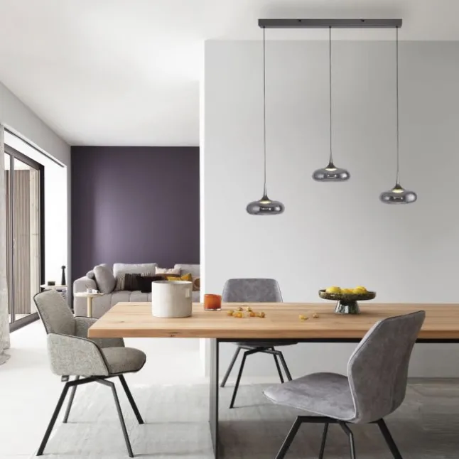 Schöner Wohnen-Kollektion LED Pendelleuchte POSH, grau, dimmbar, Comfort Lift