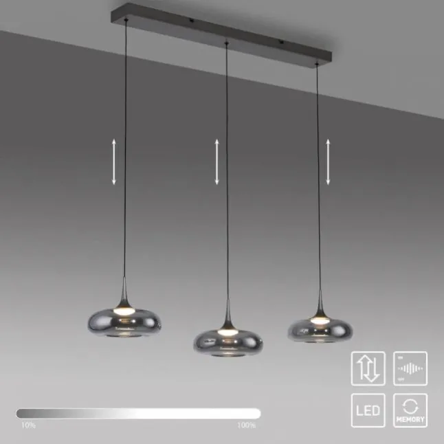 Schöner Wohnen-Kollektion LED Pendelleuchte POSH, grau, dimmbar, Comfort Lift