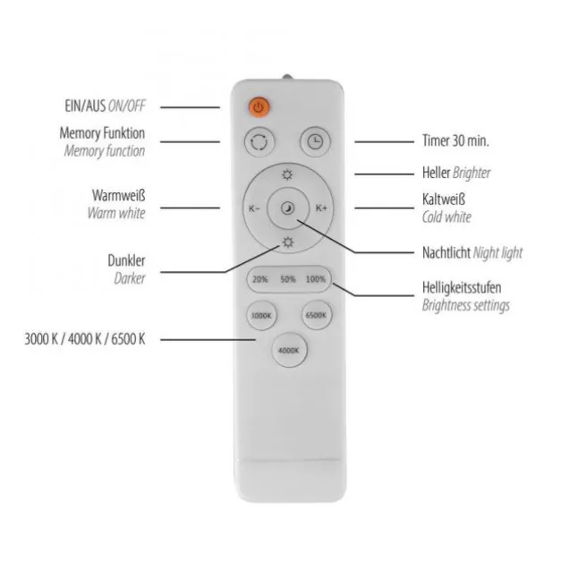 Schöner Wohnen-Kollektion LED Deckenleuchte TAVOLI, weiss, rund D=49cm, dimmbar, Fernbedienung