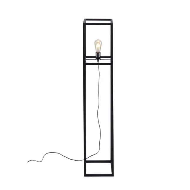 Stehleuchte, schwarz, Retro-Stil, moderne Cage-Optik, inkl. Fußschalter