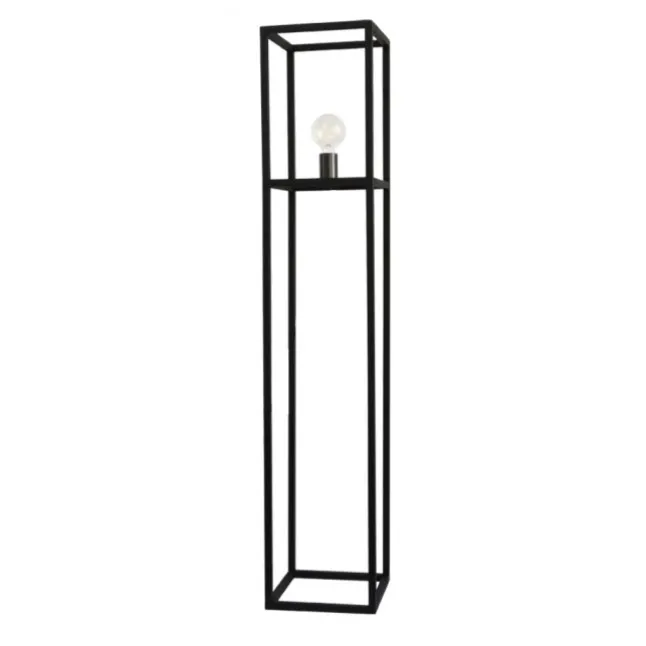 Stehleuchte, schwarz, Retro-Stil, moderne Cage-Optik, inkl. Fußschalter
